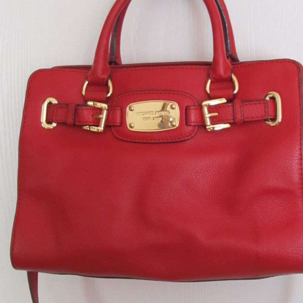 MICHAEL KORS HAMILTON  SATCHEL, BEAUTIFUL RED